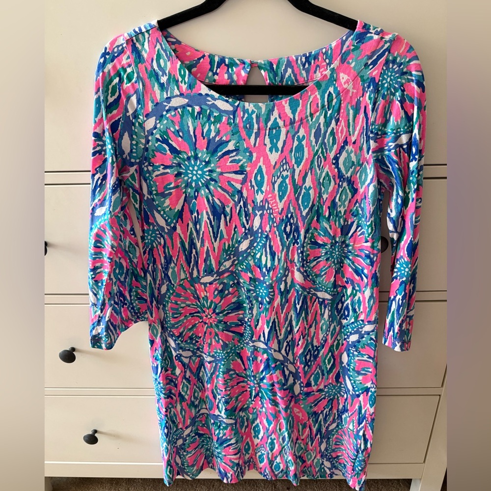 Lilly Pulitzer Pink and Blue Floral Midi Dress